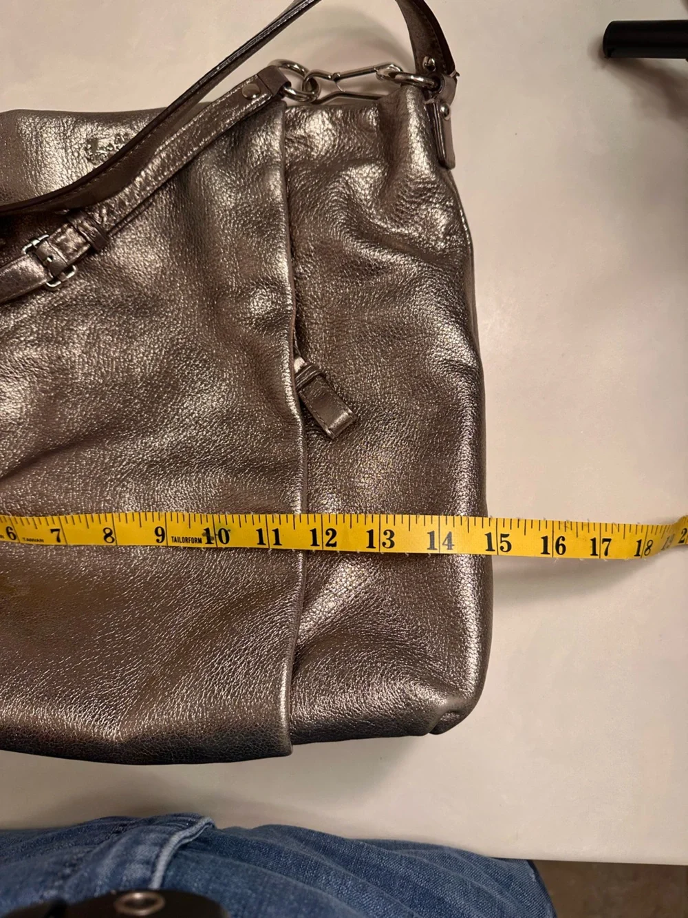 Coach Madison Metallic Pewter Pebbled Leather Crossbody - Picture 16 of 16